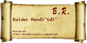 Balder Renátó névjegykártya